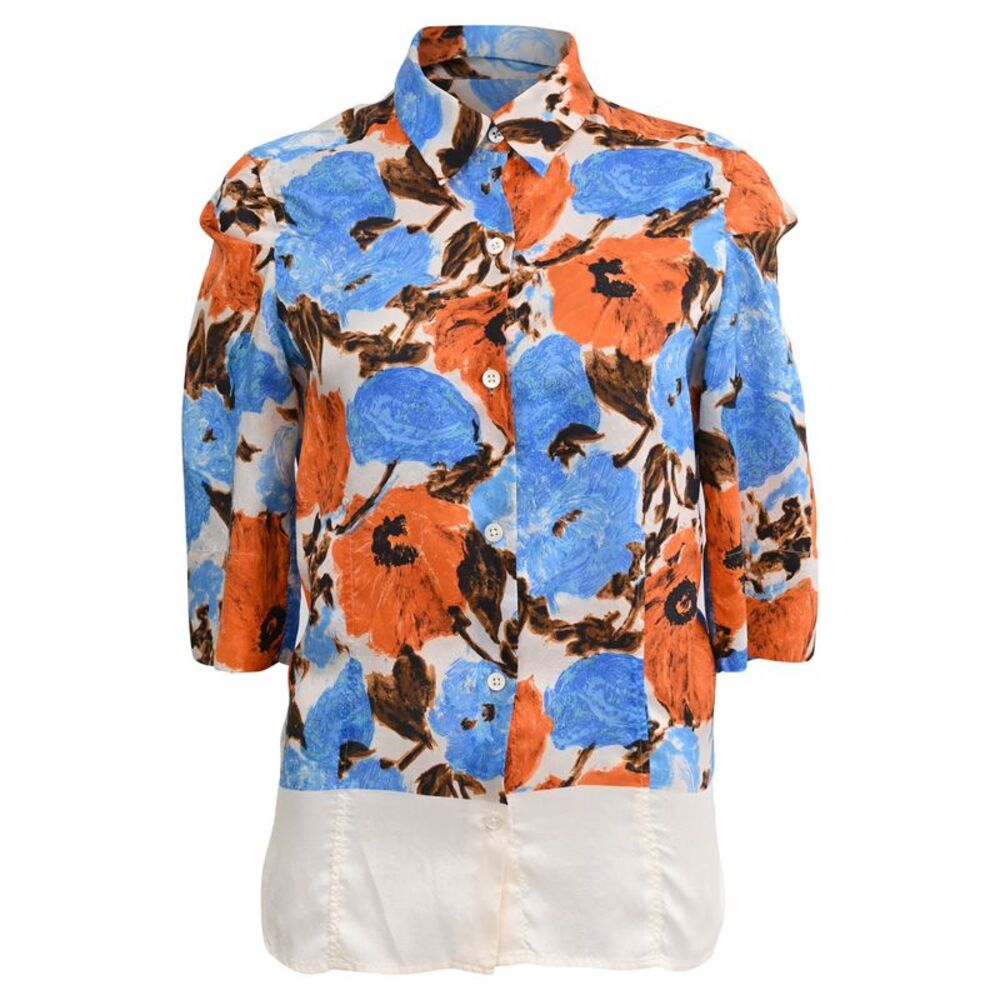 Dries Van Noten Button-Down Floral-Print Shirt in Multicolor Silk